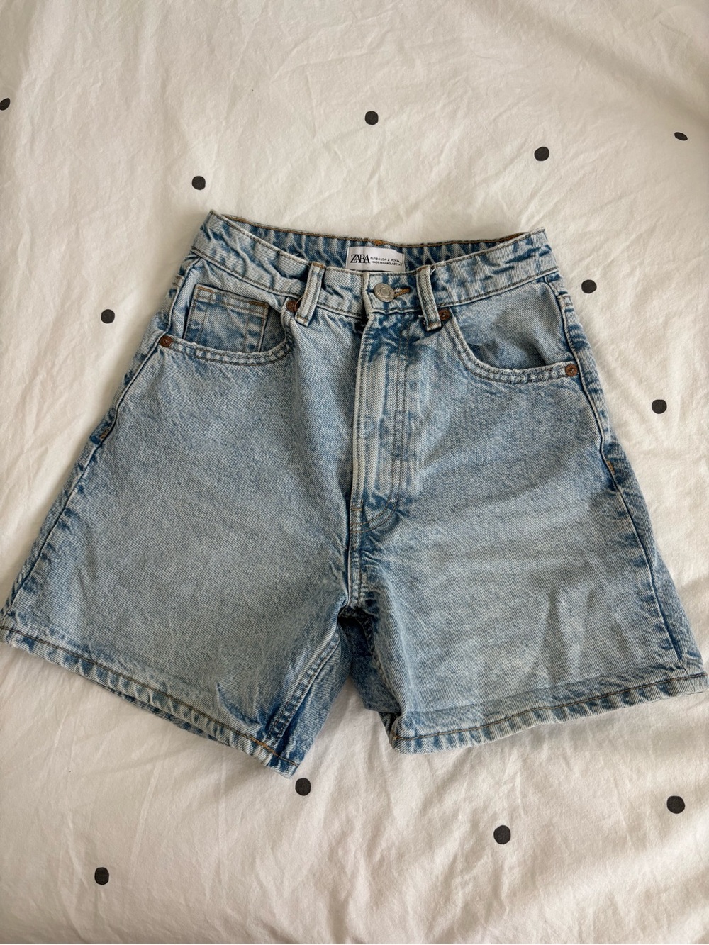 Zara Light Blue Denim Mom Shorts